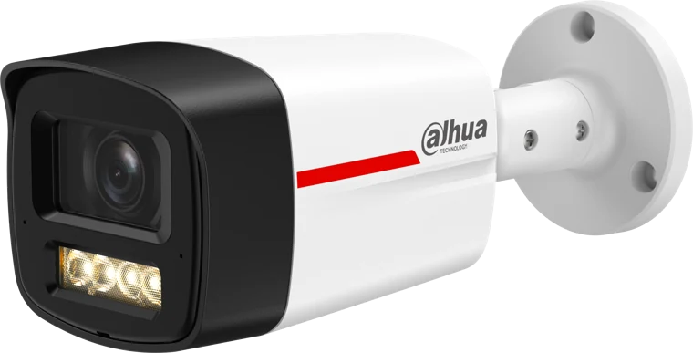 Caméra tube Dahua blanche, avec son optique en façade