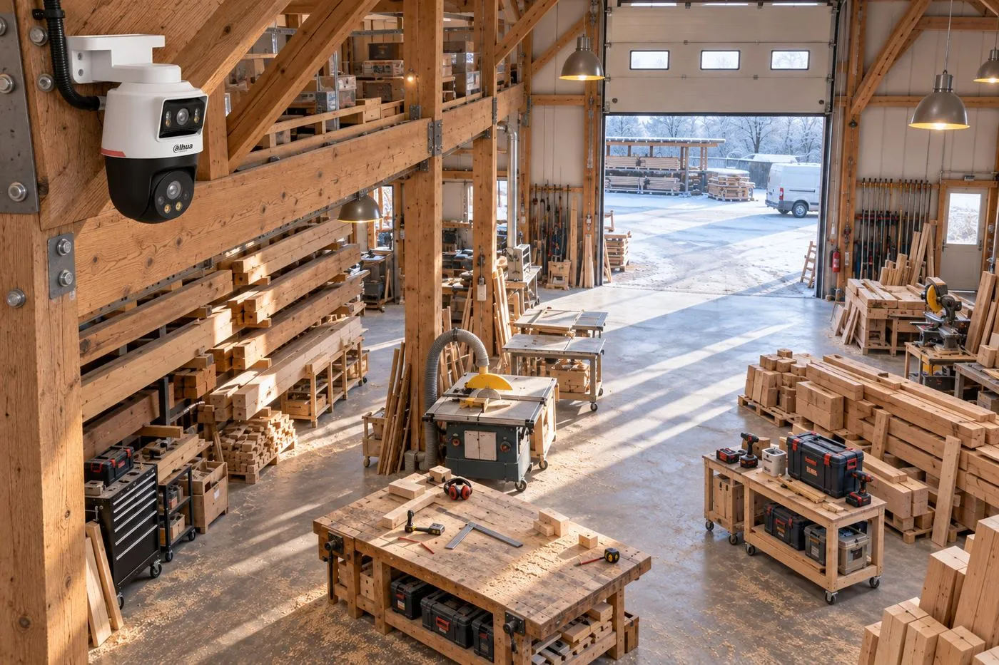 Charpentier : L’atelier, les machines, le bois.